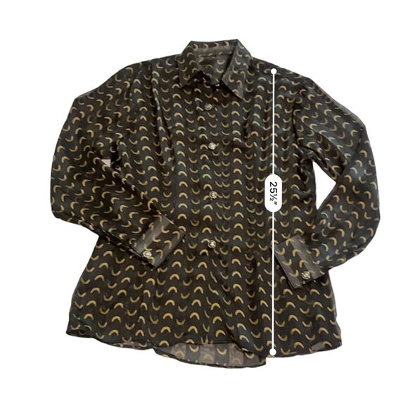 Crescent Print Button Up Shirt  in Black - Picture 4 of 4